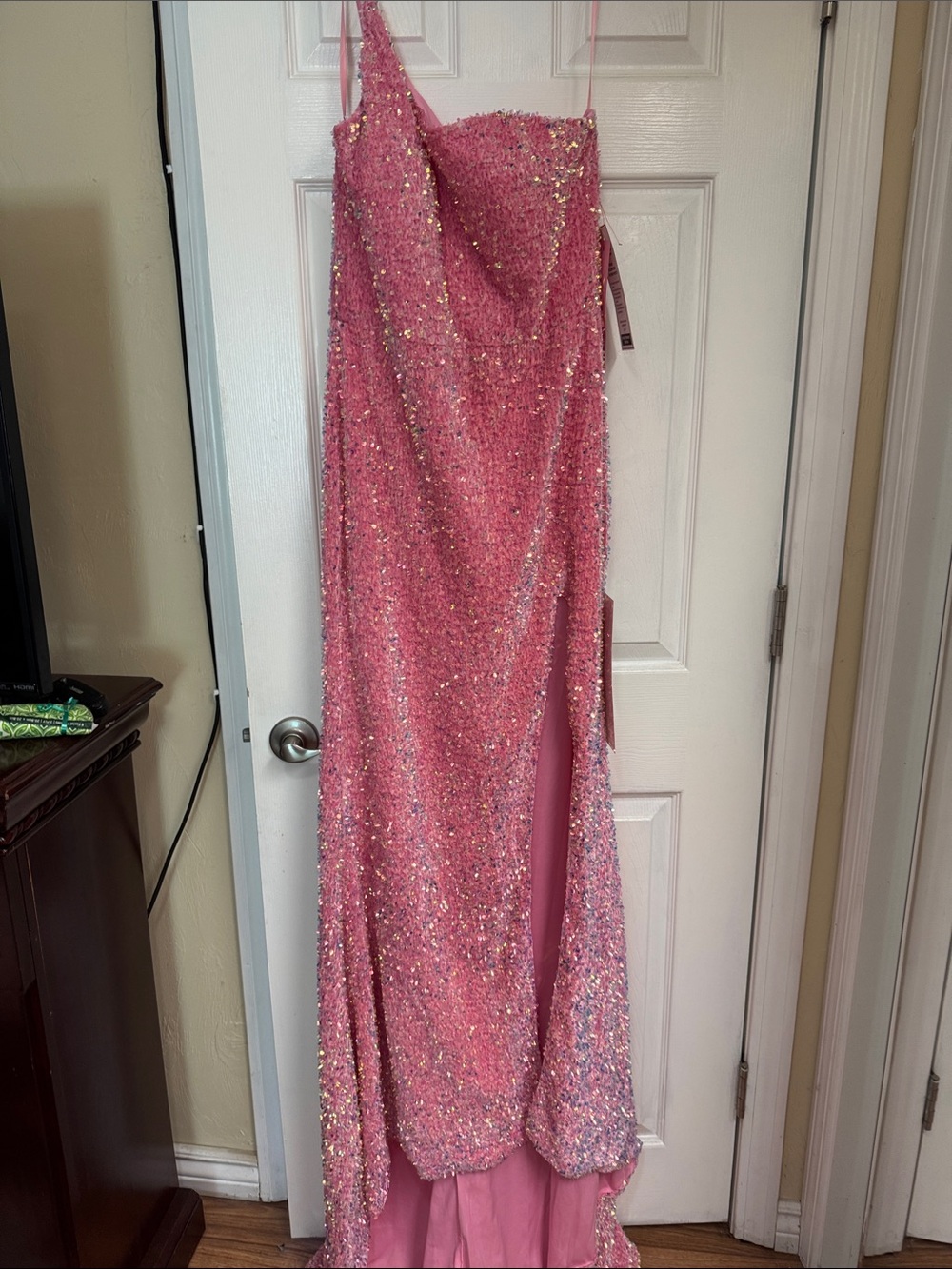 Elvi Pink Sequin Strap Mini Dress